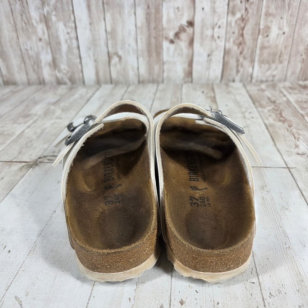 Birkenstock Arizona White Birko-Flor Sandals EU 37 US Women 6-6.5 Cork Slide - Picture 2 of 6